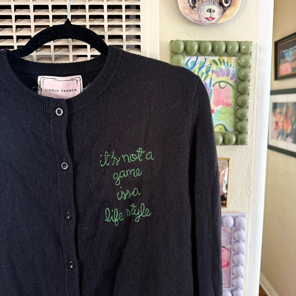 NEW Lingua Franca embroidered cashmere cardigan - Picture 2 of 8
